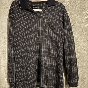 Van Heusen Black and White Grid Long Sleeve Shirt